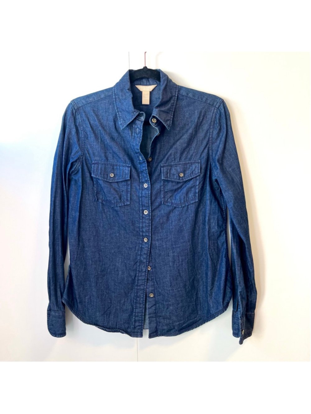 Soft Wash Denim Chambray Shirt Blue Long Sleeve Jean Shirt Banana Republic Small - Picture 6 of 10